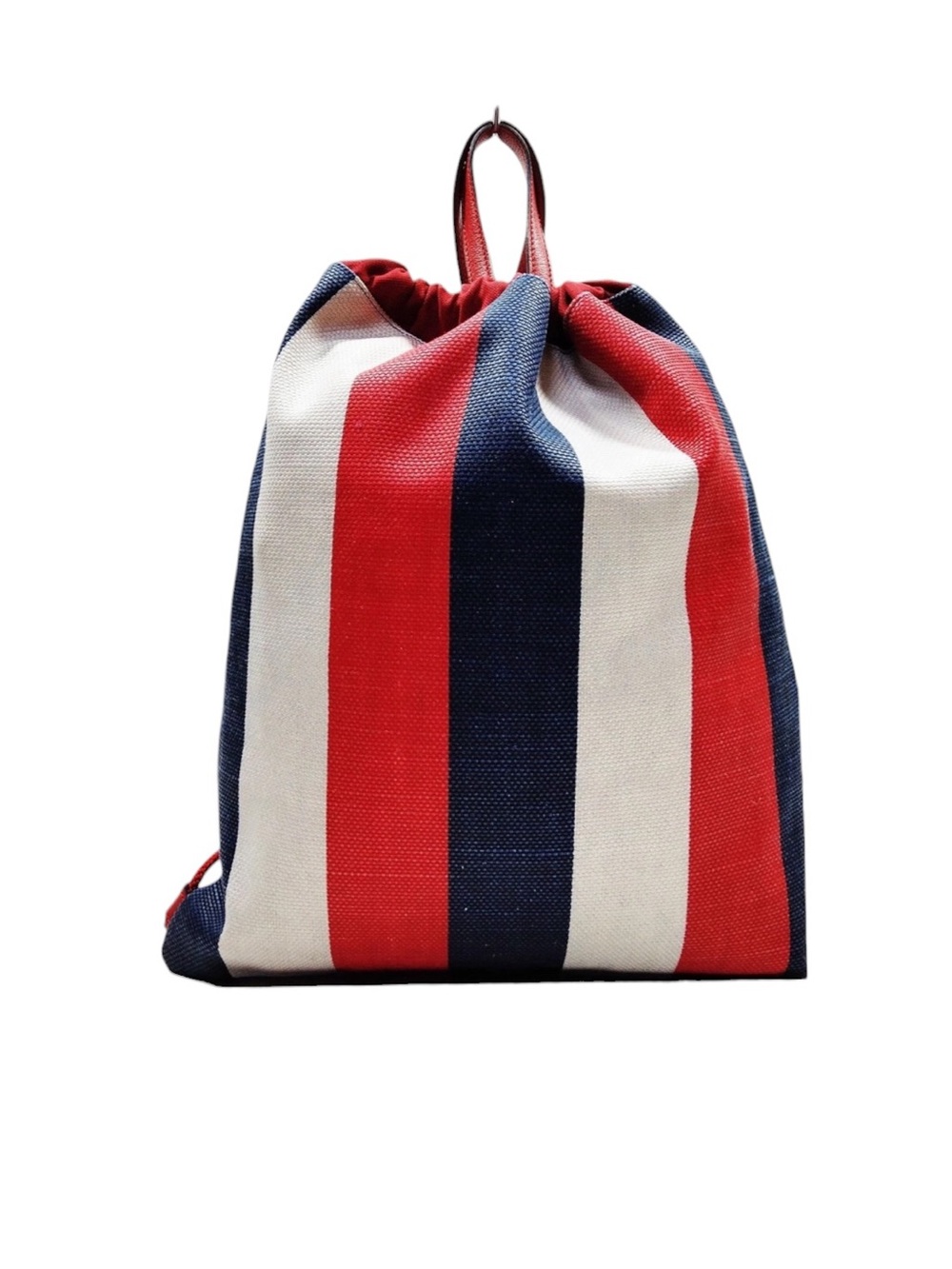 Gucci Red White Blue Striped Logo Drawstring Backpack - Picture 4 of 8